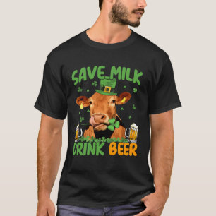 T-shirt Vache St Patrick s Day Sauver Lait Boire Bière Irl