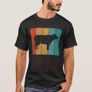 T-shirt Vache vintage au coucher de soleil Vache de boeuf