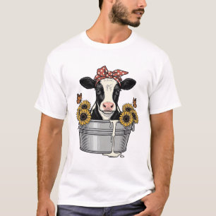 T-shirt Vache vintage dans une baignoire Tournesol Papillo