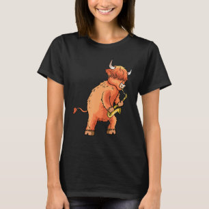T-shirt Vaches des Highlands Écossais jouant du saxophone 