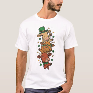 T-shirt Vaches empilées mignonnes St Patrick Gravure vinta