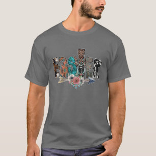 T-shirt Vachette de Pâques Léopard Turquoise Ouest