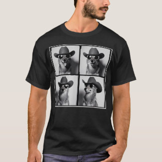T-shirt Vachette drôle de coyote portant une cabine photo 