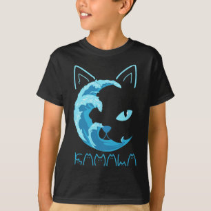 T-shirt Vague Bleue Dames Chat Kamala Typographie De Chat