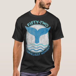 T-shirt Vague bleue vintage avec Fin et 52 baleine solitai