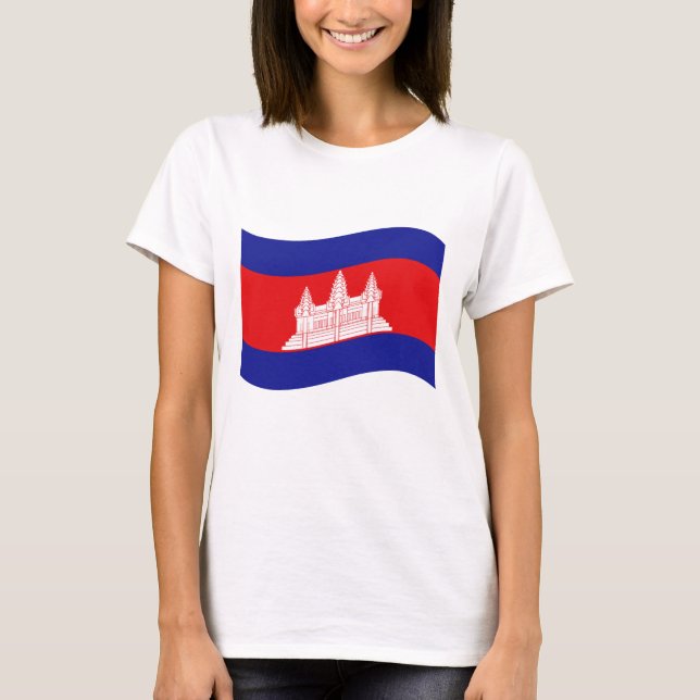 T-shirt Vague cambodgienne de drapeau d'Angkor Vat (Devant)
