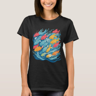 T-shirt Vague de poissons amour