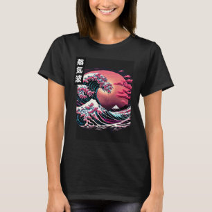 T-shirt Vague japonaise grande Kanagawa Retrowave Style  3