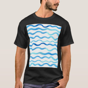 T-shirt Vagues Aquarelle : bleu turquoise sans joint.