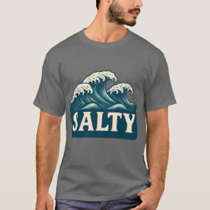 T-shirt Vagues de plage bleu sarcelle salées   Vie côtière