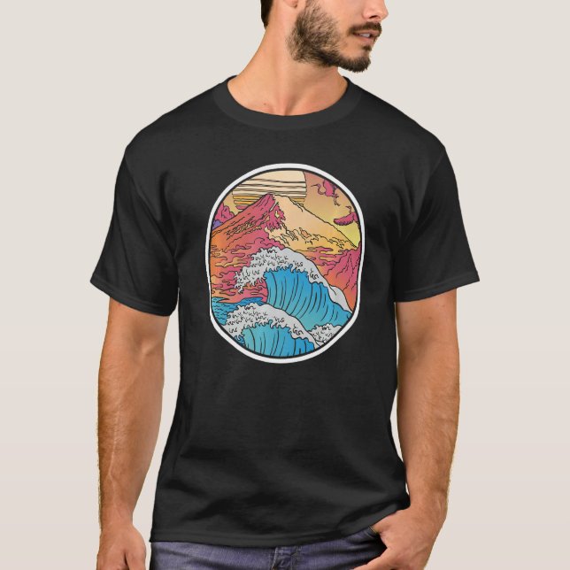 T-shirt Vagues japonaises Kanagawa Vague Mont Fuji Japon V (Devant)