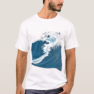 T-shirt Vagues océaniques bleues monochromes