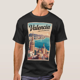 T-shirt Valence Espagne Côte Illustration Voyage Art Retro