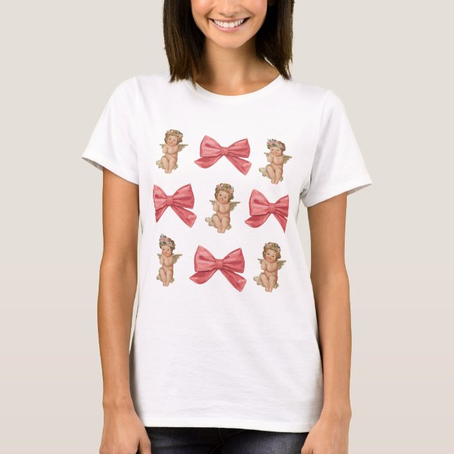 T-shirt Valentine Cupid Coquette Pink (Devant)