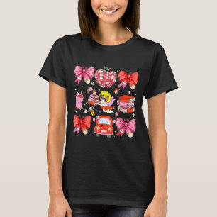T-shirt Valentine Cupidon Coquette Rose Bow Apple Livres T