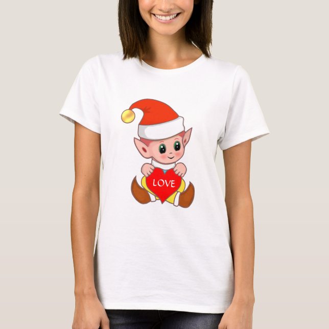 T-shirt Valentine Elf avec coeur (Devant)