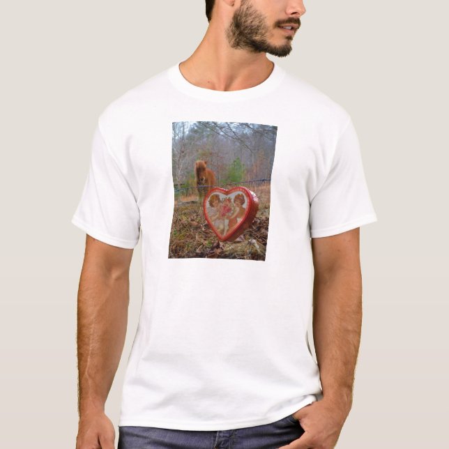 T-shirt Valentine Heart Miniature Brown Horse (Devant)