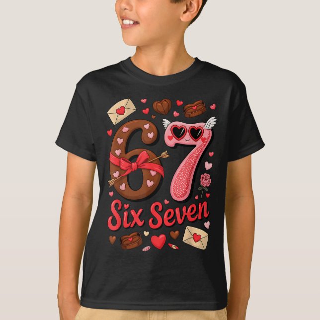 T-shirt Valentine’s Day 67 Meme Filled With Hearts Funny S (Devant)