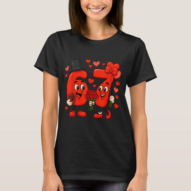 T-shirt Valentine’s Day 67 Meme Filled With Hearts Funny S (Devant)