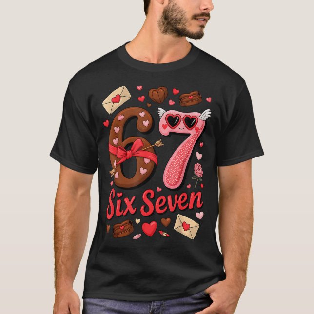 T-shirt Valentine’s Day 67 Meme Filled With Hearts Funny S (Devant)