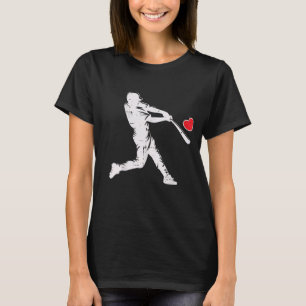 T-shirt Valentines Day Baseball Batteur Silhouette Cœur Me