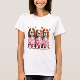 T-shirt Valentines Day Basset Hound Dogs