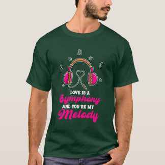 T-shirt Valentines Day Casque Couple Love Musique amis