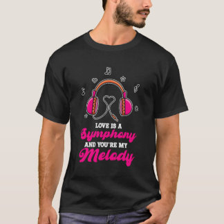 T-shirt Valentines Day Casque Couple Love Musique amis