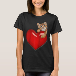 T-shirt Valentines Day Chat w Red Heart mignon chaton vale