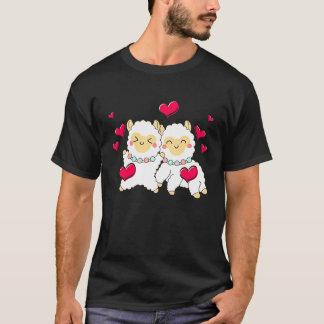 T-shirt Valentines Day Cute Alpaca  Boyfriend Girlfriend