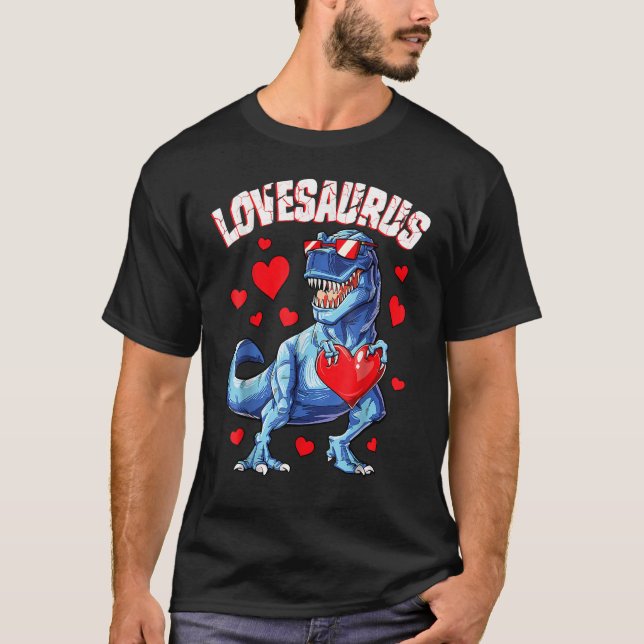 T-shirt Valentines Day Dinosaur Lovesaurus rex Boys Men Ki (Devant)