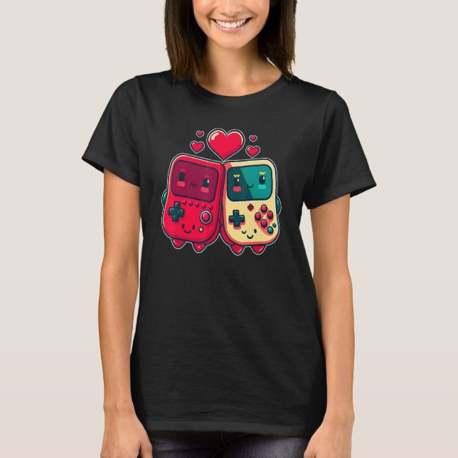 T-shirt Valentine's Day Gaming Console for Gamer Couples K (Devant)