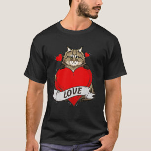 T-shirt Valentines Day Heart Sibérie Chat Love Kitten