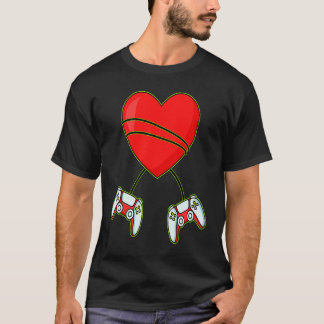 T-shirt Valentines Day Heart Video Games Love Gamer Boy M