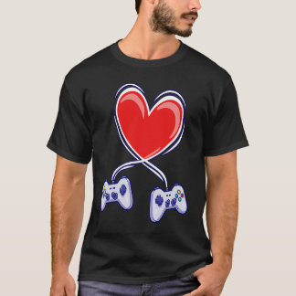 T-shirt Valentines Day Heart Video Games Love Gamer Boy M