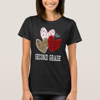 T-shirt Valentines Day Hearts Leopard Red Plaid Second Gra