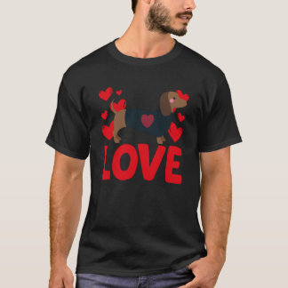 T-shirt Valentine's Day Hearts Love Dachshund Animal Women