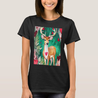 T-shirt Valentine's Day Love Heart Cute Deer Girlfriend Fi