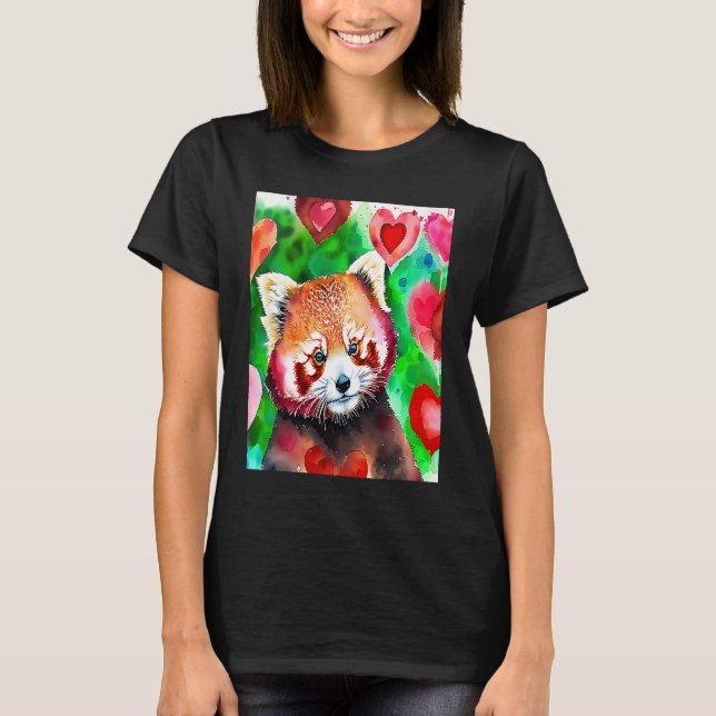 T-shirt Valentine's Day Love Heart Red Panda Girlfriend Fi (Devant)