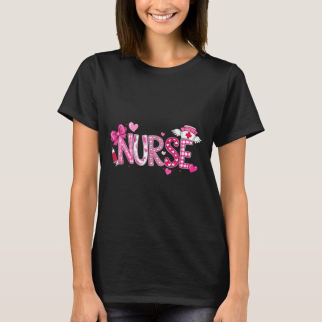 T-shirt Valentines Day Nurse Graphic Nk Patterns For Woman (Devant)