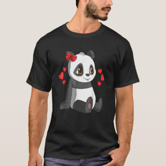 T-shirt Valentines Day Panda Hearts Rainbow Girls Toddlers