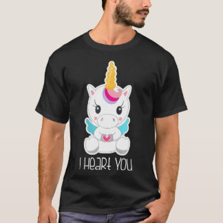T-shirt Valentines Day pour les filles I Heart You Unicorn