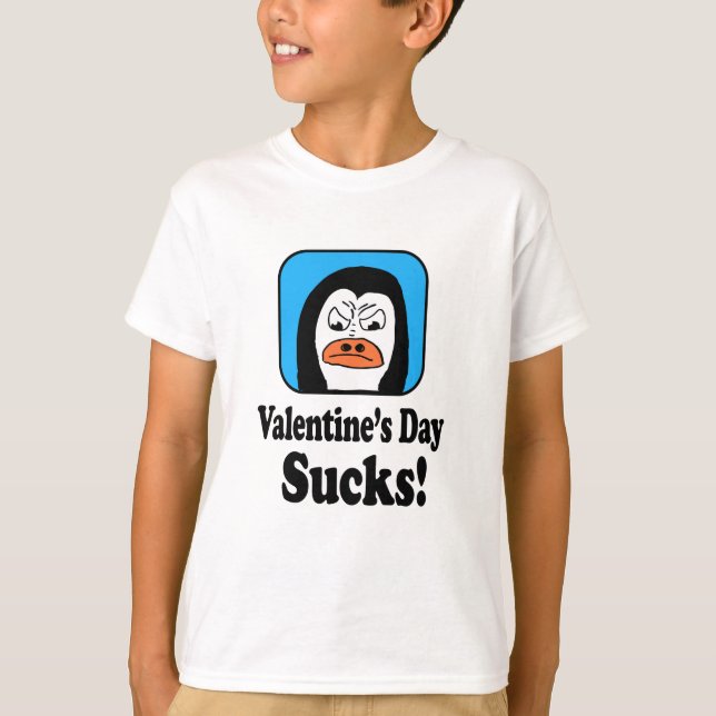 T-shirt Valentine's Day Sucks Penguin (Devant)