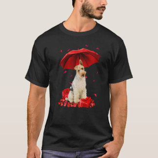 T-shirt Valentines Day Wire Fox Terrier Umbrella Heart Pup