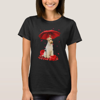 T-shirt Valentines Day Wire Fox Terrier Umbrella Heart Pup