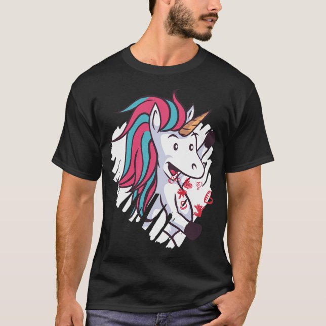 T-shirt Valentines drôles de licorne tasses (Devant)