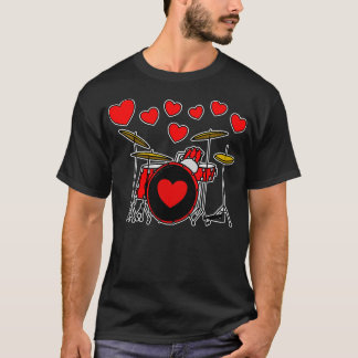 T-shirt Valentines Drummer Drum Enseignant Mariage Musicie