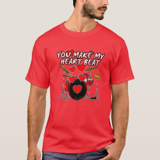 T-shirt Valentines Drummer Drums Musicien Mariage Annivers