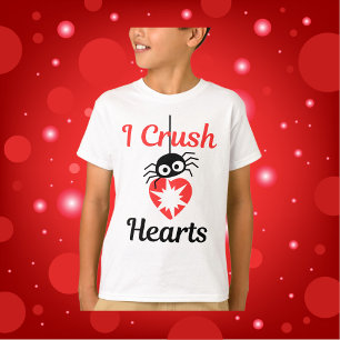 T-shirt Valentine's I Crush Hearts mignon araignée  