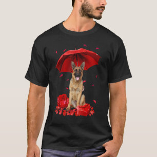 T-shirt Valentines Jour Berger allemand Umbrella Heart Pup